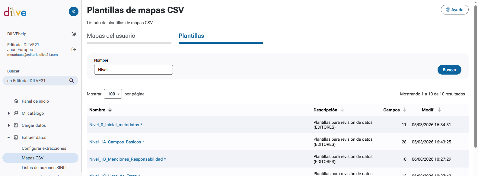 Plantillas de mapas CSV propuestas