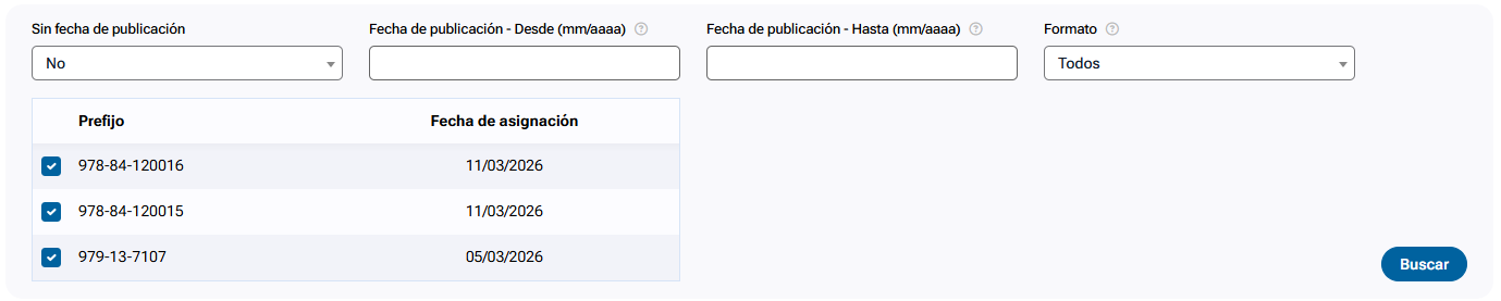 Selección
inicial de comparativa entre DILVE y la Agencia del ISBN