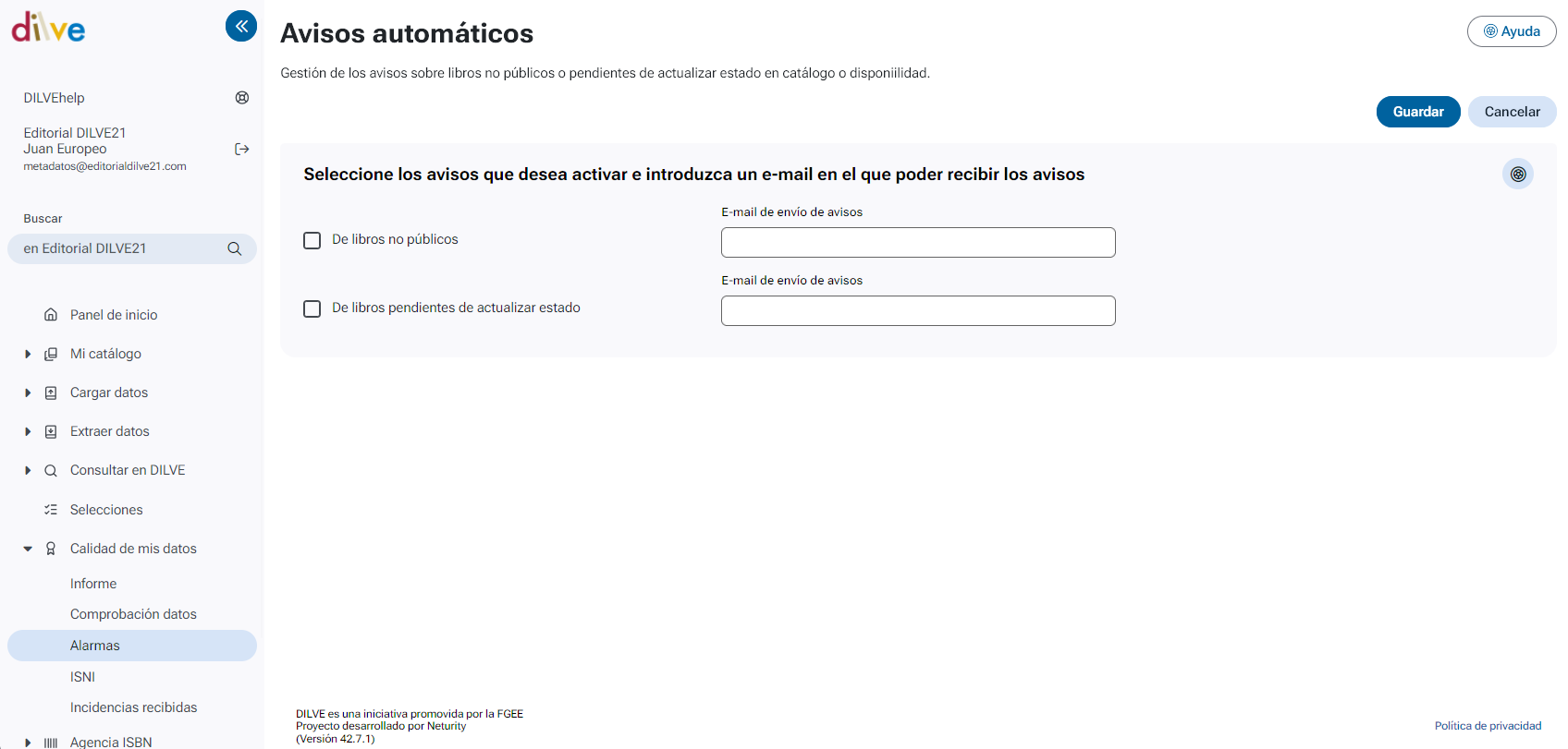 Avisos automáticos