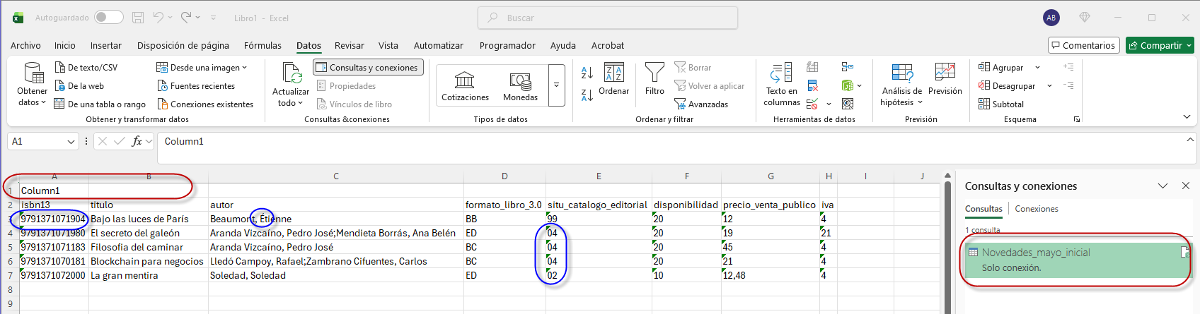 Formato de texto en todas las columnas