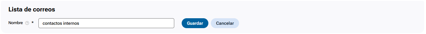 Nombre de la lista de distribución