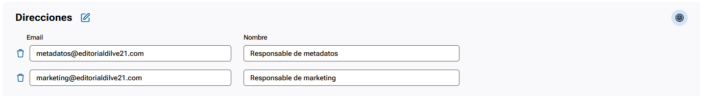 Asignación de direcciones de correo electrónico